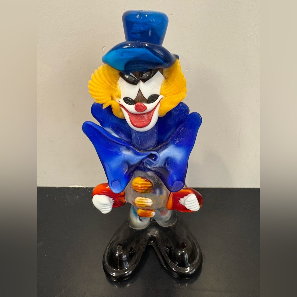Vintage Murano Colorful Glass Clown Figurine